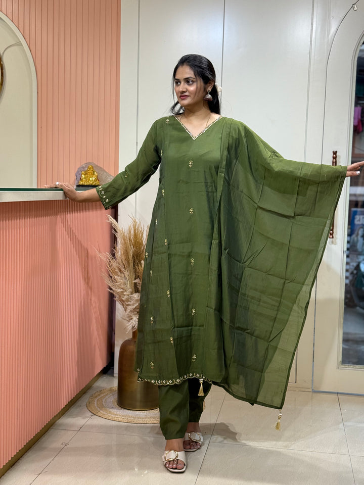 Mul Chanderi semi Party wear | R214