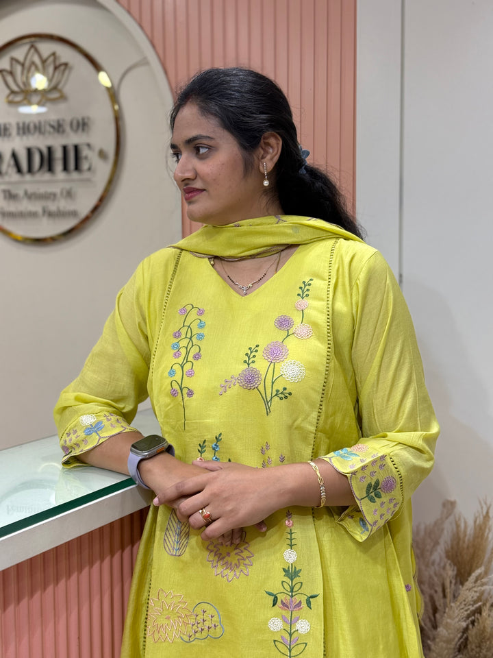 Coral Mul Chanderi Collection with Embroidery work | R179