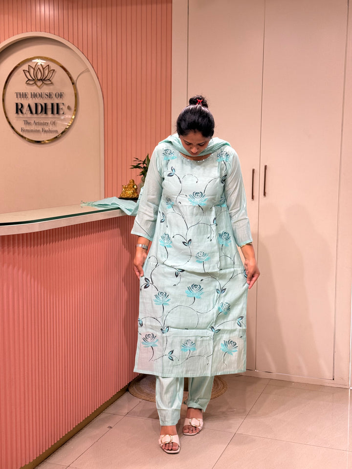 Premium Mul Chanderi Collection with Floral Work | R217