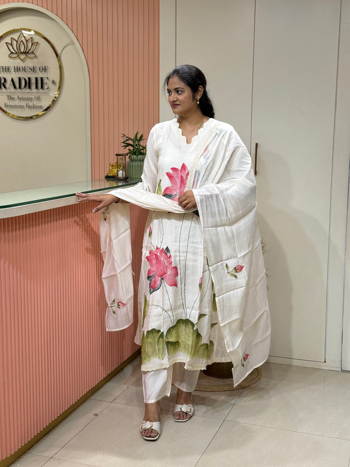 Pure Mul Chanderi Collection with Brush Print | R218