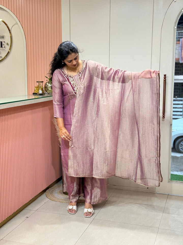Pure Shimmer Tissue with Handwork (Cotton Lining) | R223