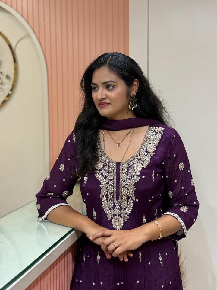Pure Chinon Festive Collection | Full Handwork, Sequin &amp; Cut Dana | R177