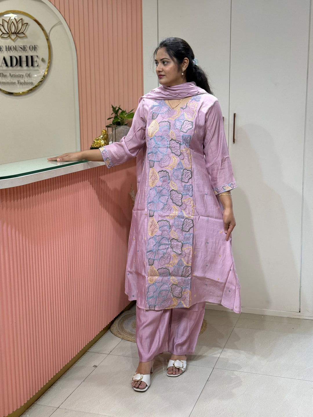 Mul Chanderi with Embroidery work ( Cotton Lining )| R204