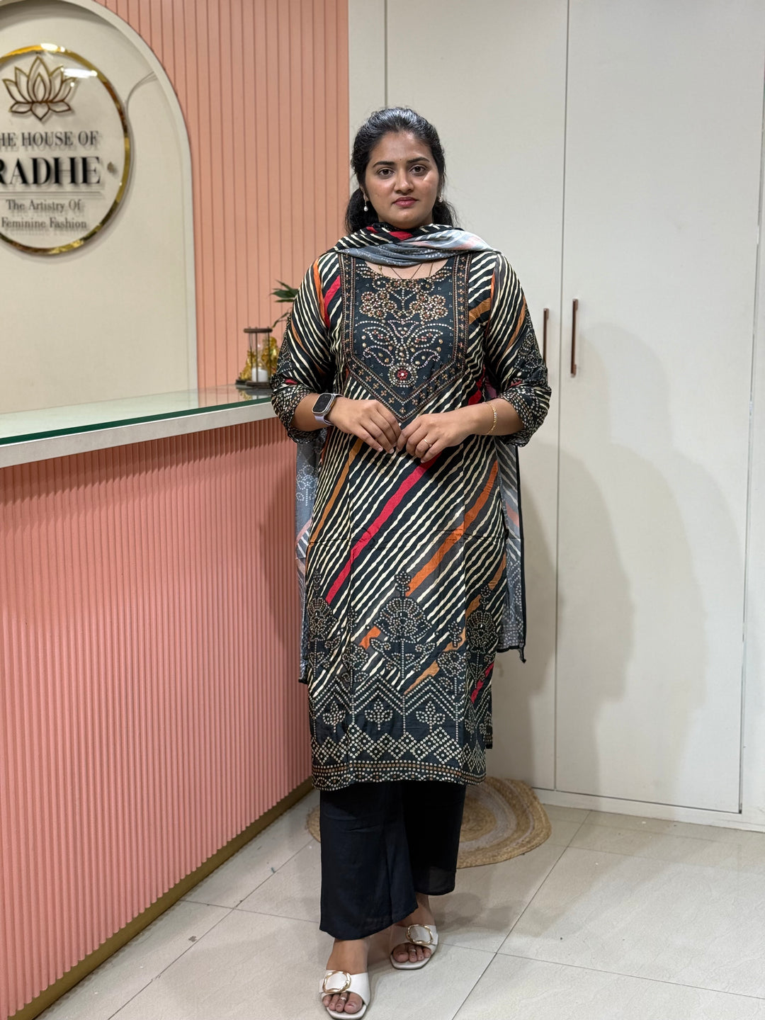 Tusser fabric with Bandhani design Collection (Cotton Lining )| R227
