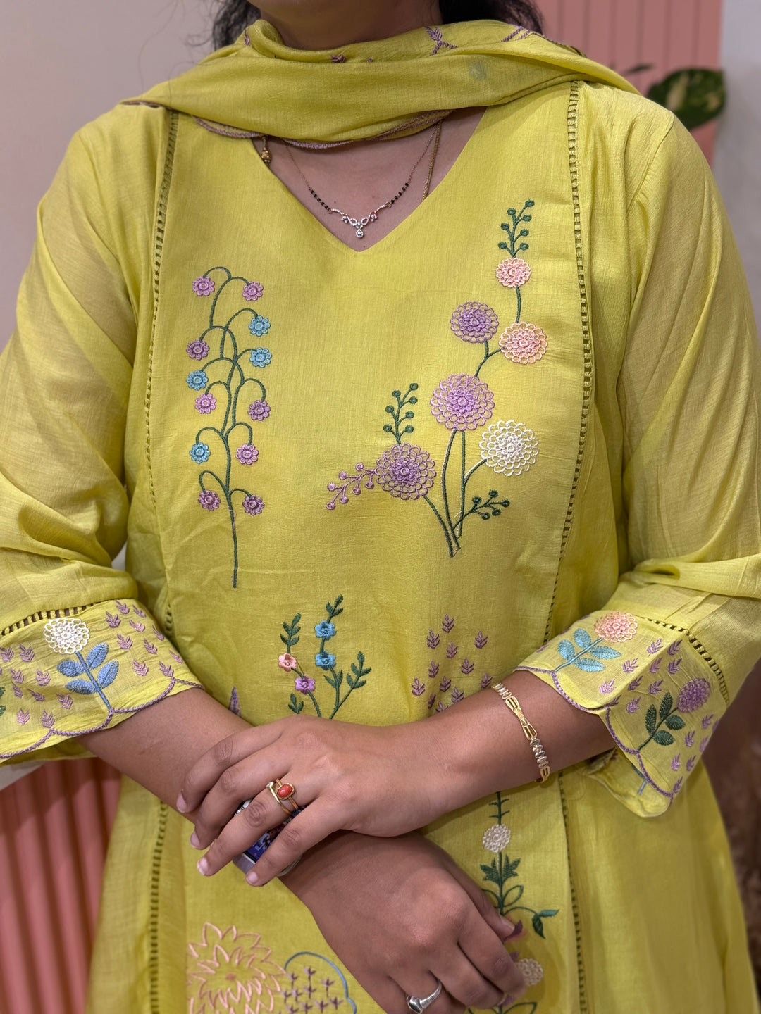 Coral Mul Chanderi Collection with Embroidery work | R179