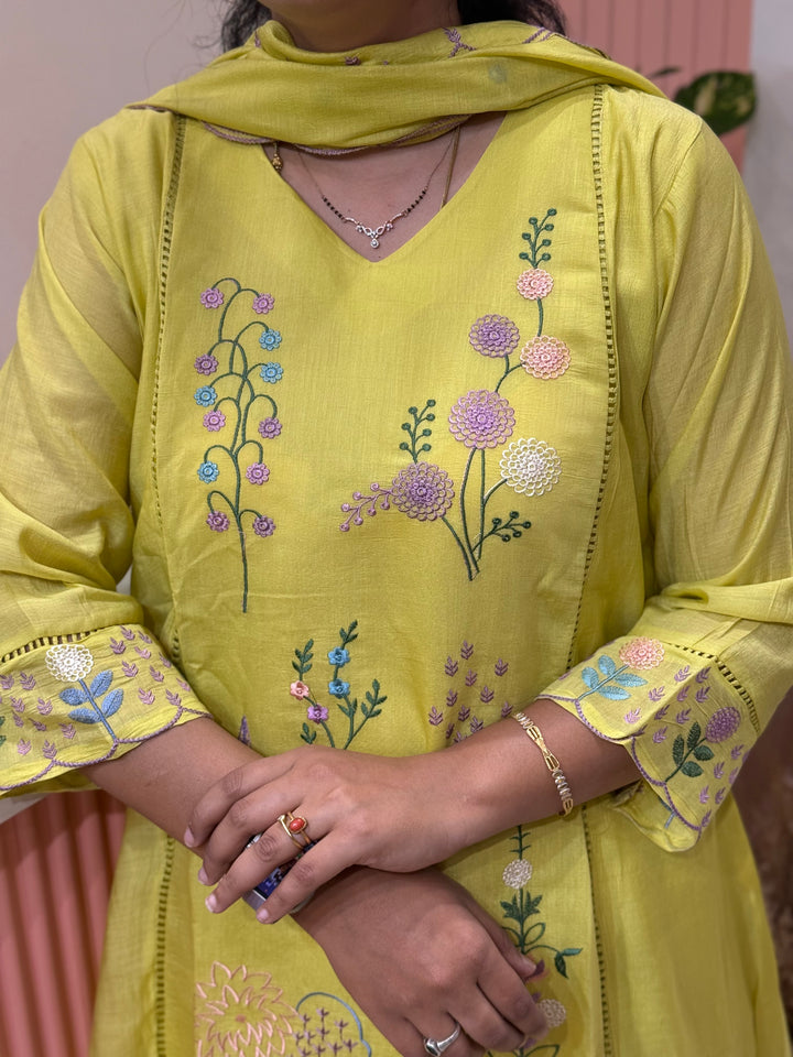 Coral Mul Chanderi Collection with Embroidery work | R179