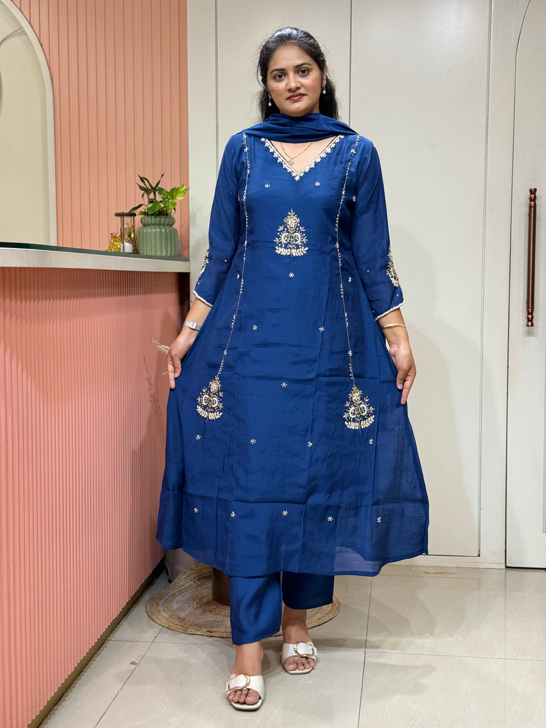 Coral Mul Chanderi Partywear Collection |Cut Dana  &amp; Zardozi Work | R206