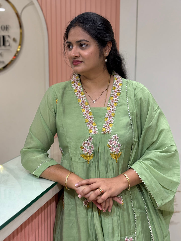 Pure Mul Chanderi handwork collection A Line Pattern | R229