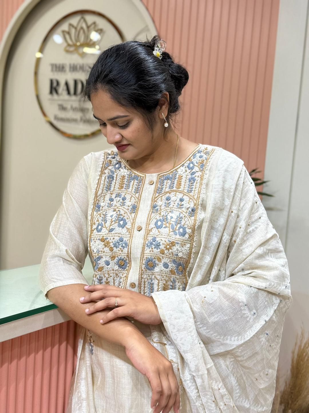 Pure Jamdani Collection with full Length Dupatta and Hand embroidery work (Cotton Lining )| R211