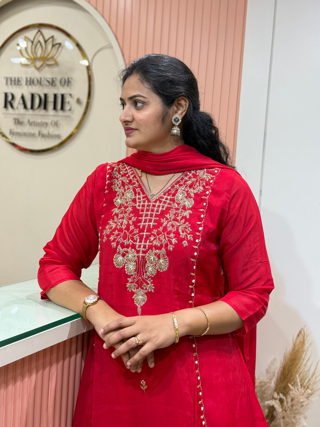 S Mul Chanderi 3 Pc Kurta Set | Semi Party Wear (New Arrivals )| R116