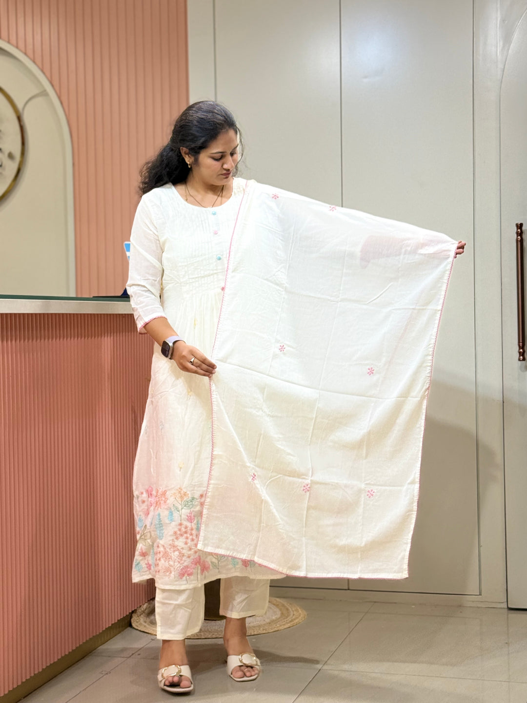 Pure Mul Cotton with Embroidery work(Cotton Lining) | R168