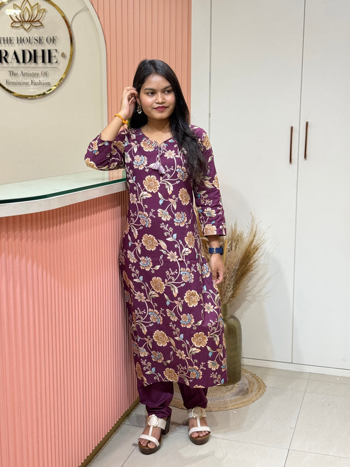 Cotton 2 piece collection with floral work | R137