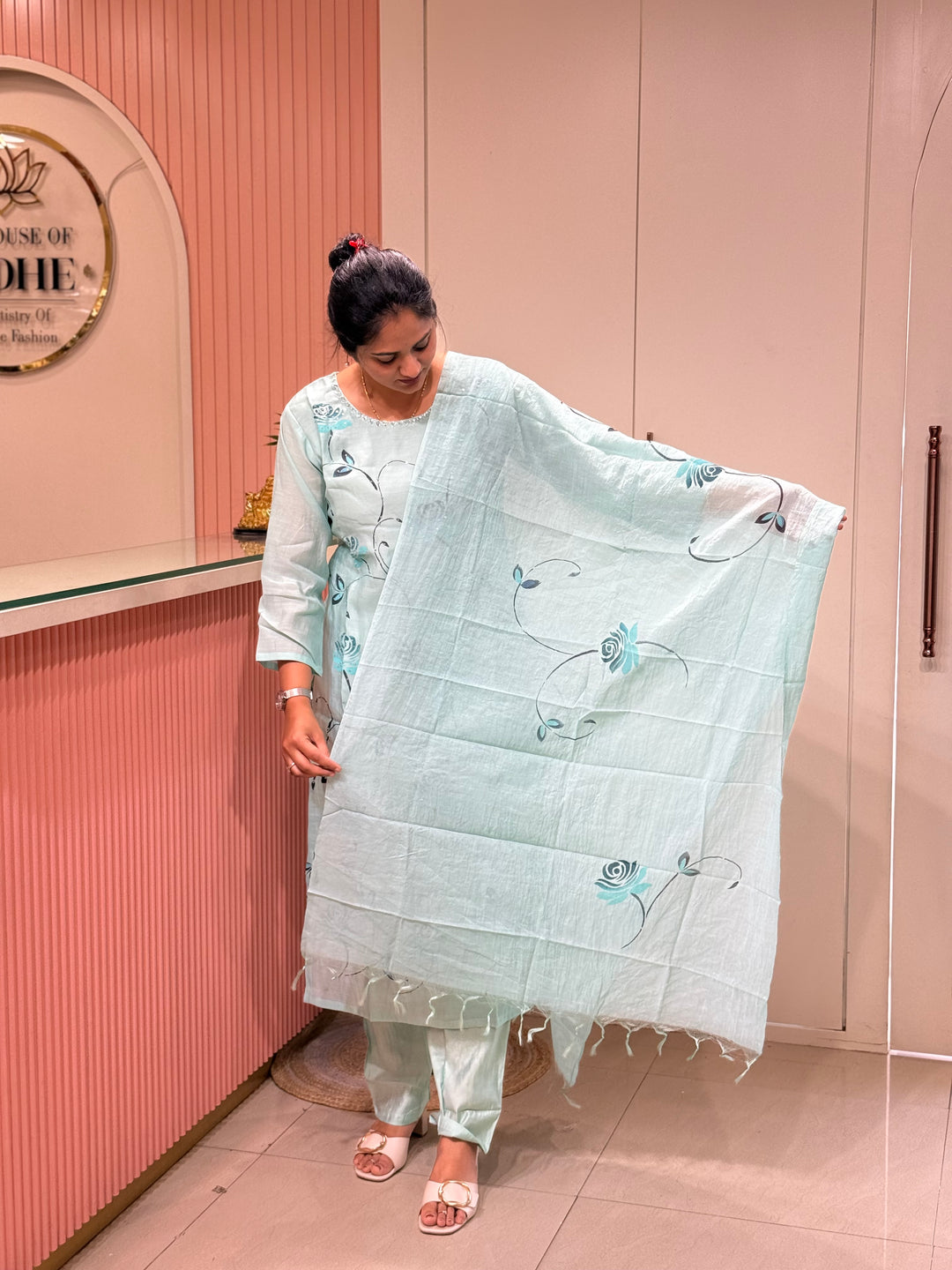 Premium Mul Chanderi Collection with Floral Work | R217