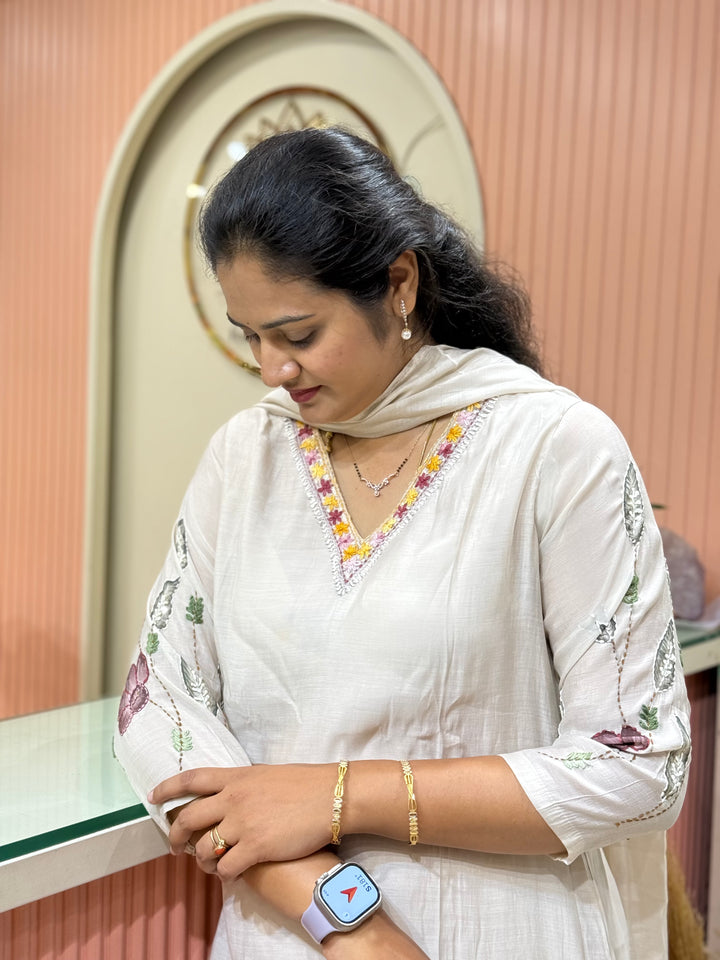 Mul Chanderi Collection with Hand Brush paint and Embroidery work (Cotton Lining) | R206