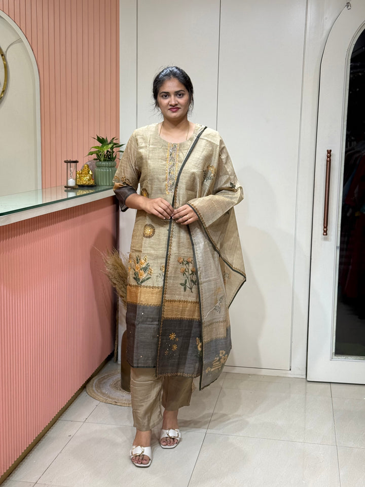 Pure Jamdhani Designer 3 Pcs Set Collection (Cotton Lining)| R211