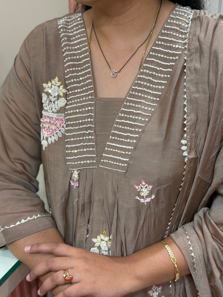 Pure Mul Chanderi handwork collection A Line Pattern | R229