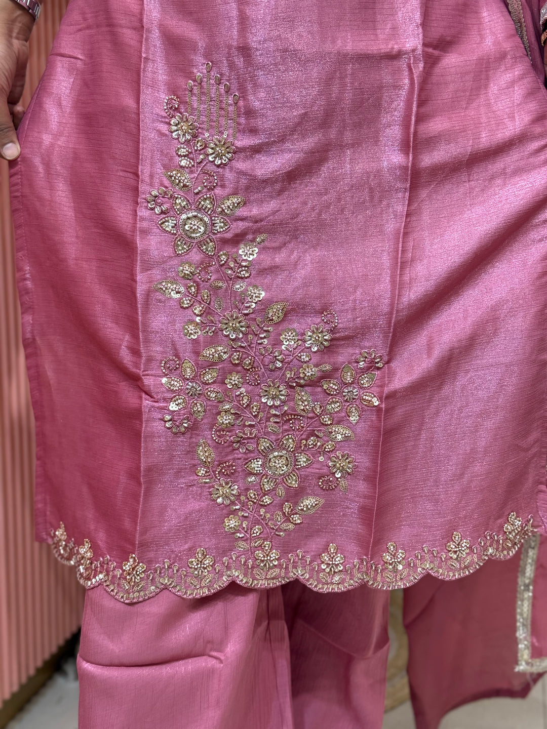 Roman Glass Fabric with beautiful work| R116