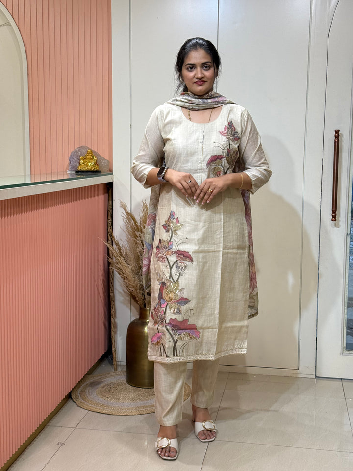 Pure Jamdhani Designer 3 Pcs Set Collection (Cotton Lining)| R211