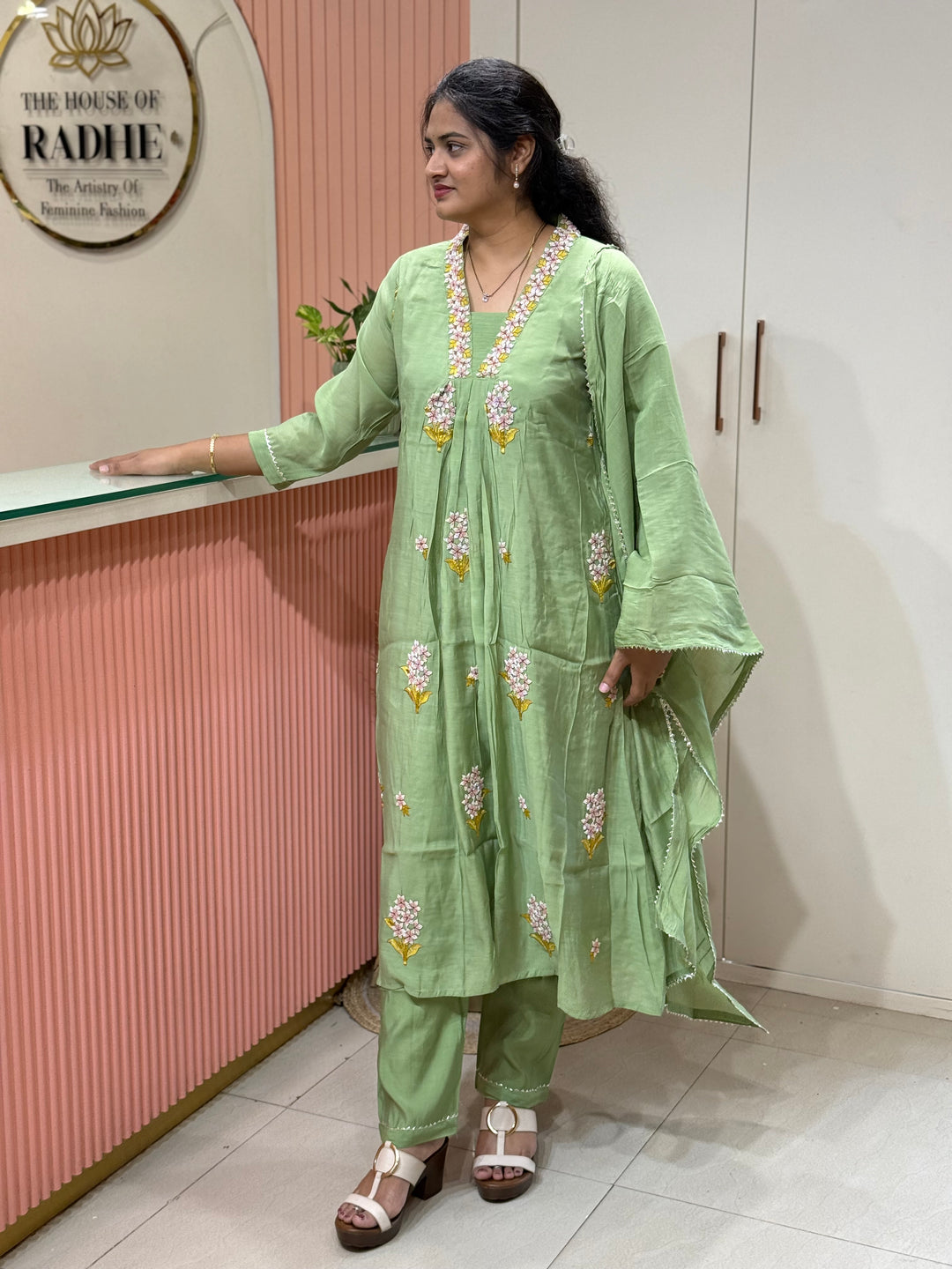 Pure Mul Chanderi handwork collection A Line Pattern | R229