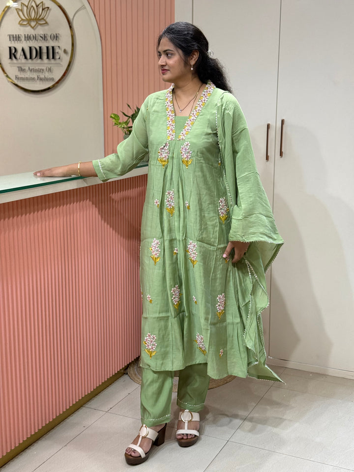 Pure Mul Chanderi handwork collection A Line Pattern | R229