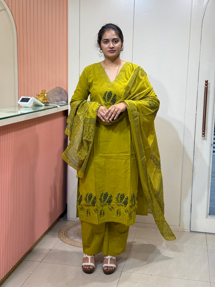 Cotton 3 Pc Kurta Set – Patch Work Collection | R146