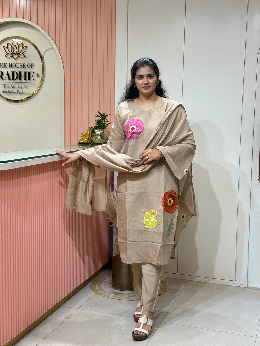 Mul Chanderi 3D Floral Embroidery Collection | R209