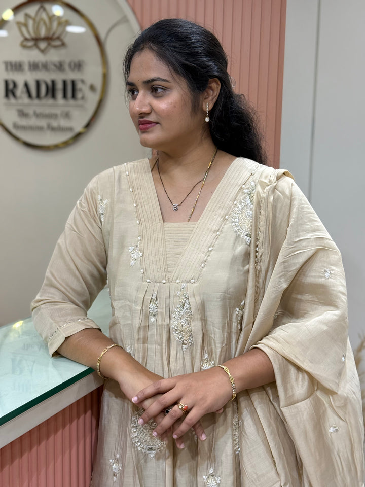 Pure Mul Chanderi handwork collection A Line Pattern | R229
