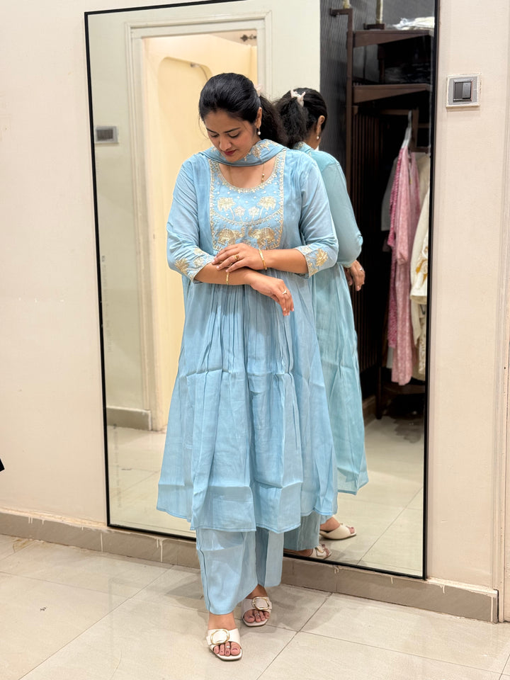 Mul Chanderi 3Pcs Set Collection (Cotton Lining )| R209