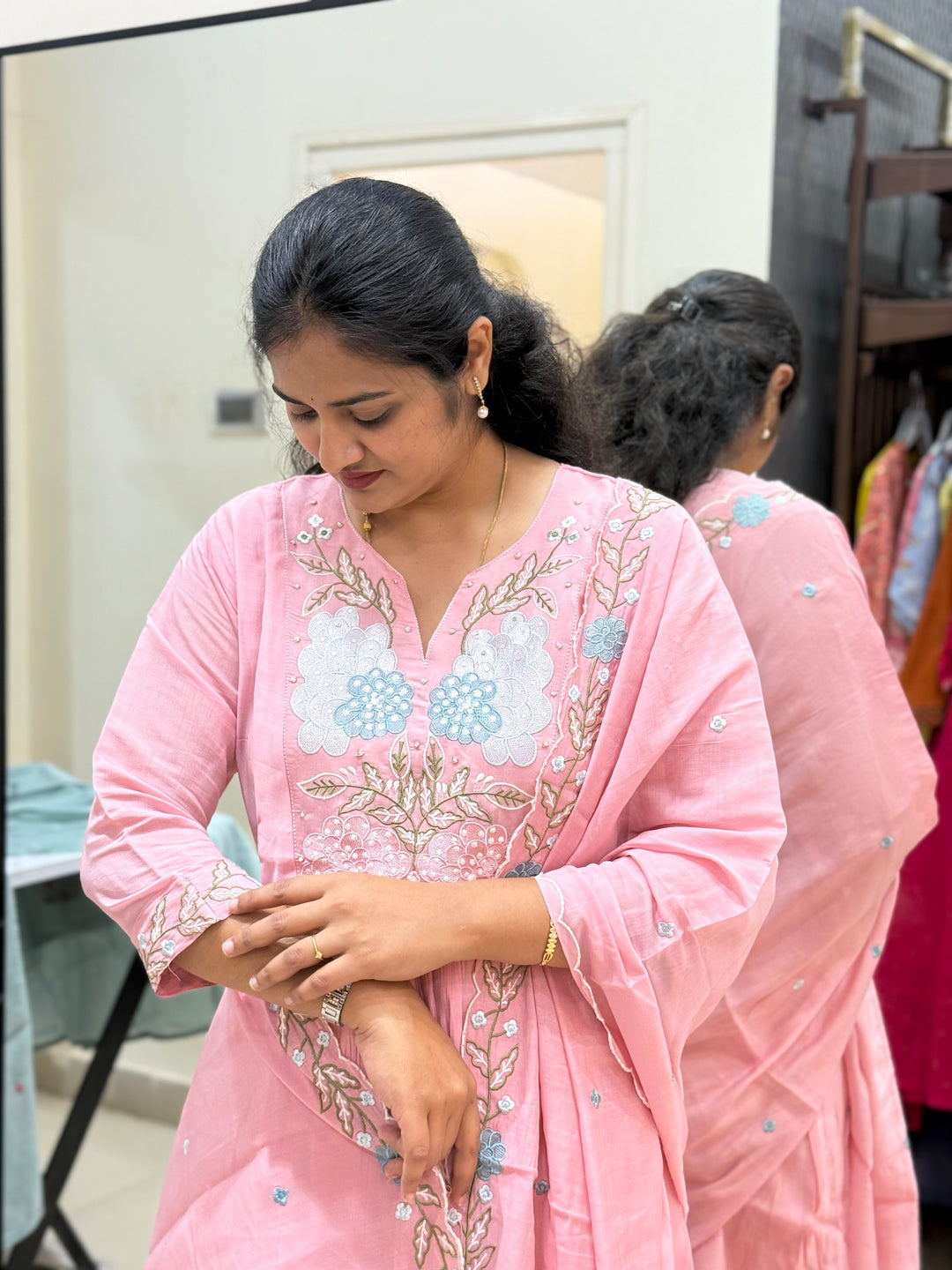 Mul Chanderi collection with Embroidery work| R205