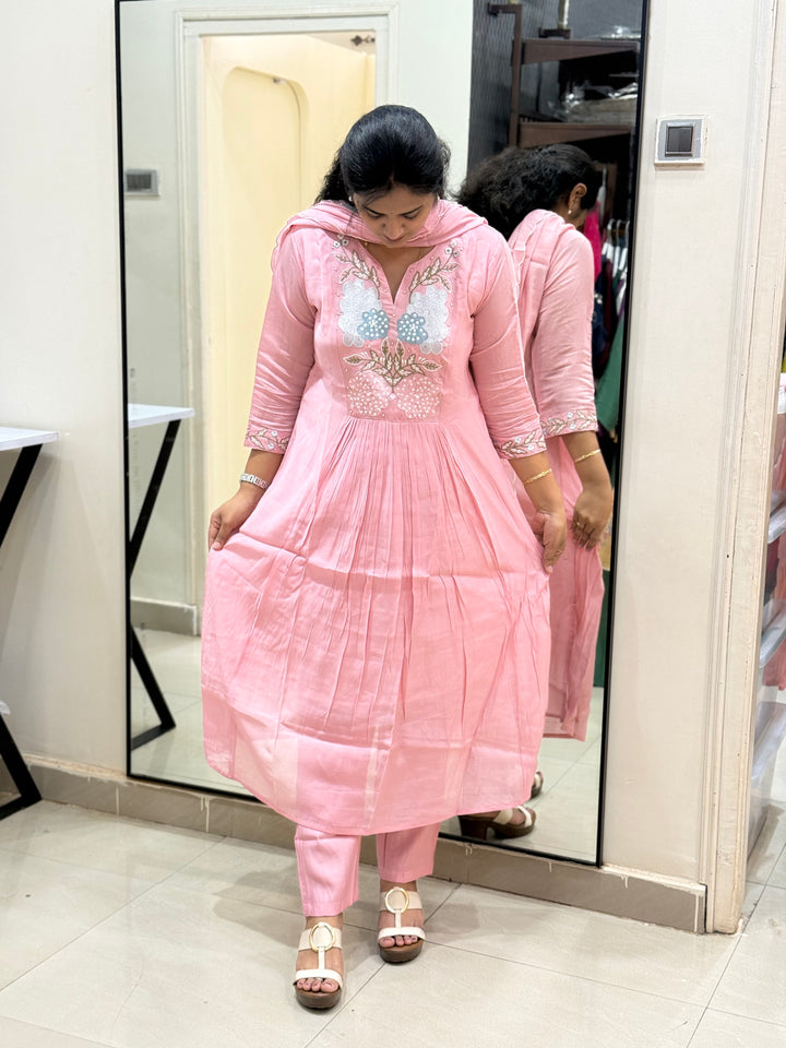 Mul Chanderi collection with Embroidery work| R205