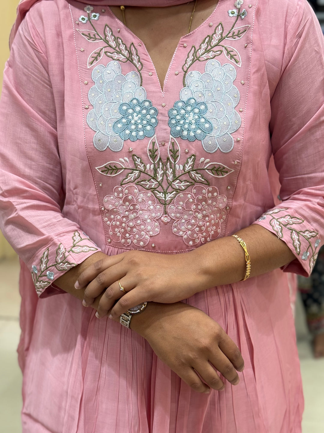 Mul Chanderi collection with Embroidery work| R205