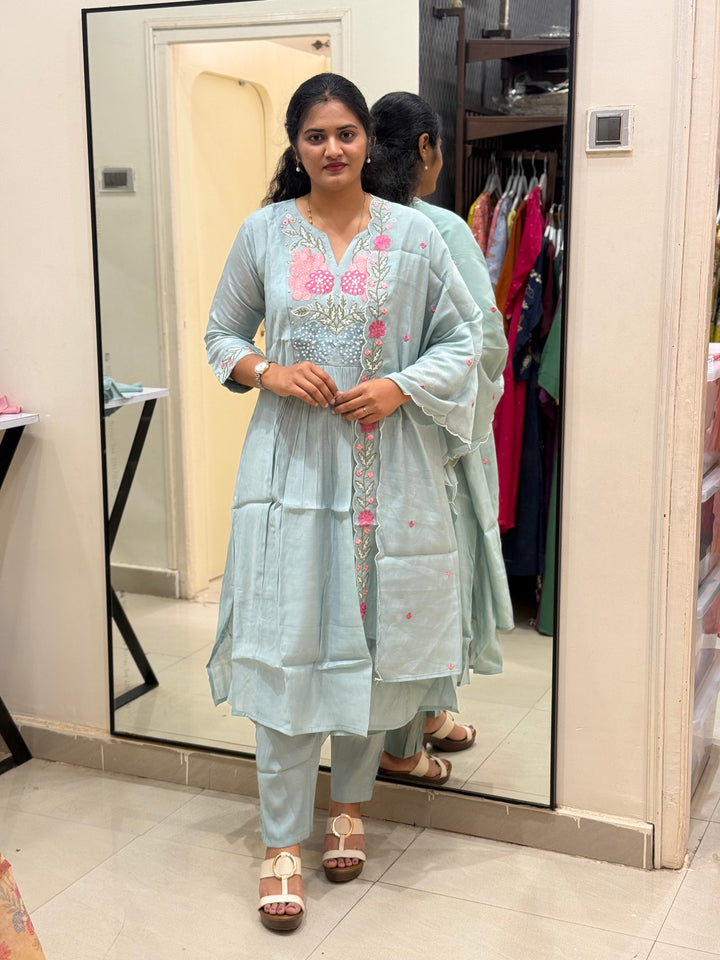 Mul Chanderi collection with Embroidery work| R205
