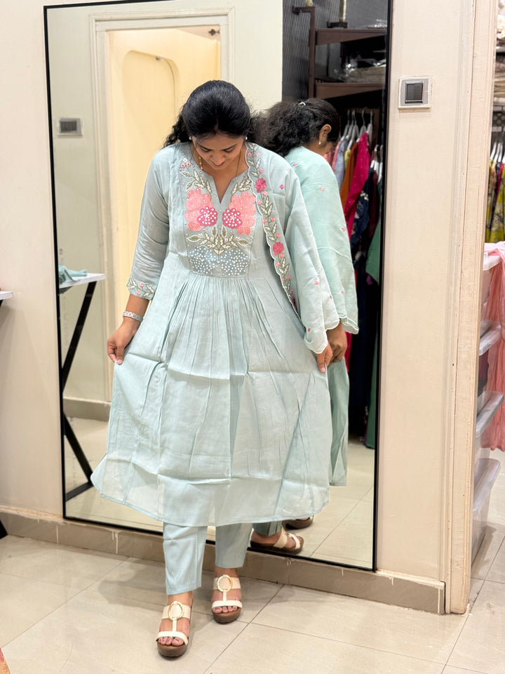 Mul Chanderi collection with Embroidery work| R205
