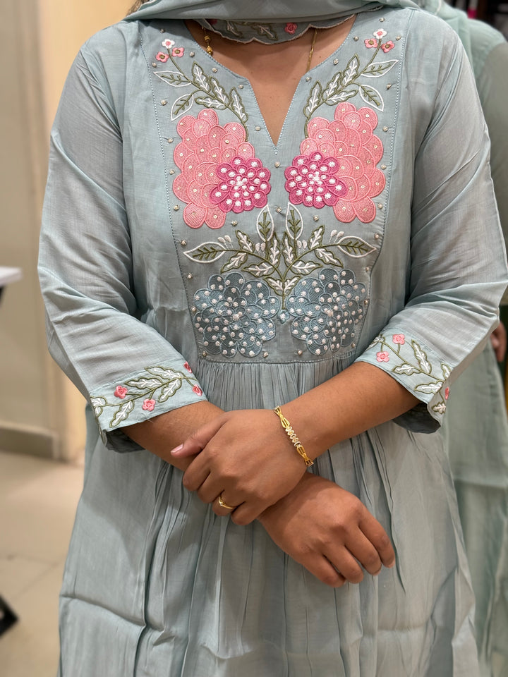 Mul Chanderi collection with Embroidery work| R205
