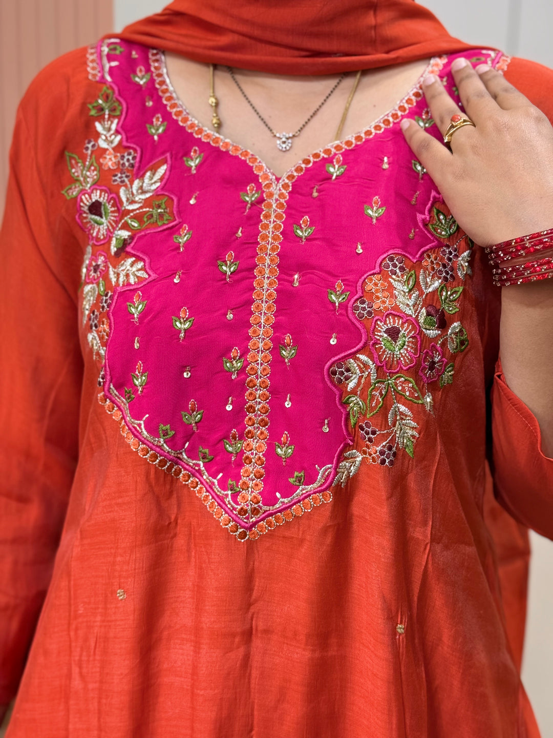 [Pre-Orders Open Now] Contrast Yoke Mul Chanderi 3 pcs set - RADHE1