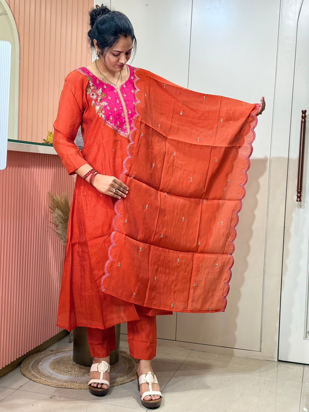 [Pre-Orders Open Now] Contrast Yoke Mul Chanderi 3 pcs set - RADHE1